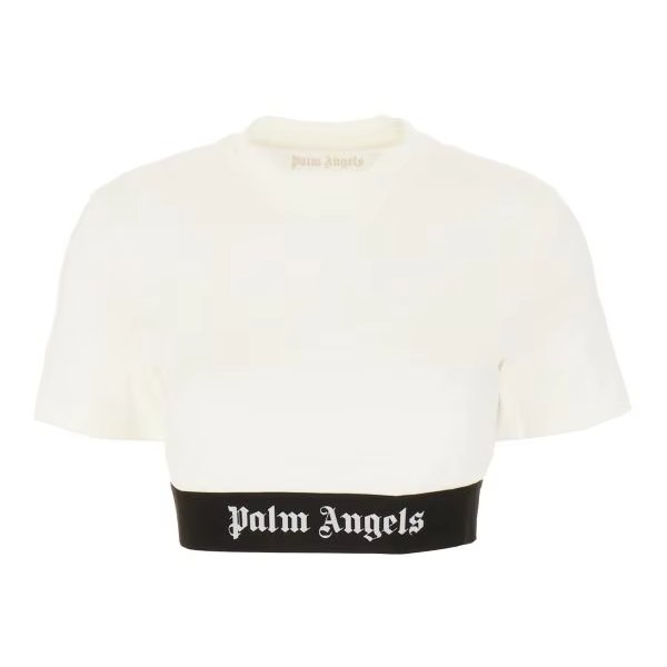 New Design Luxury Fashion Palm Angels Ivory Crop Top 100% Cotton Short Cut Ivory T Shirt For Woman