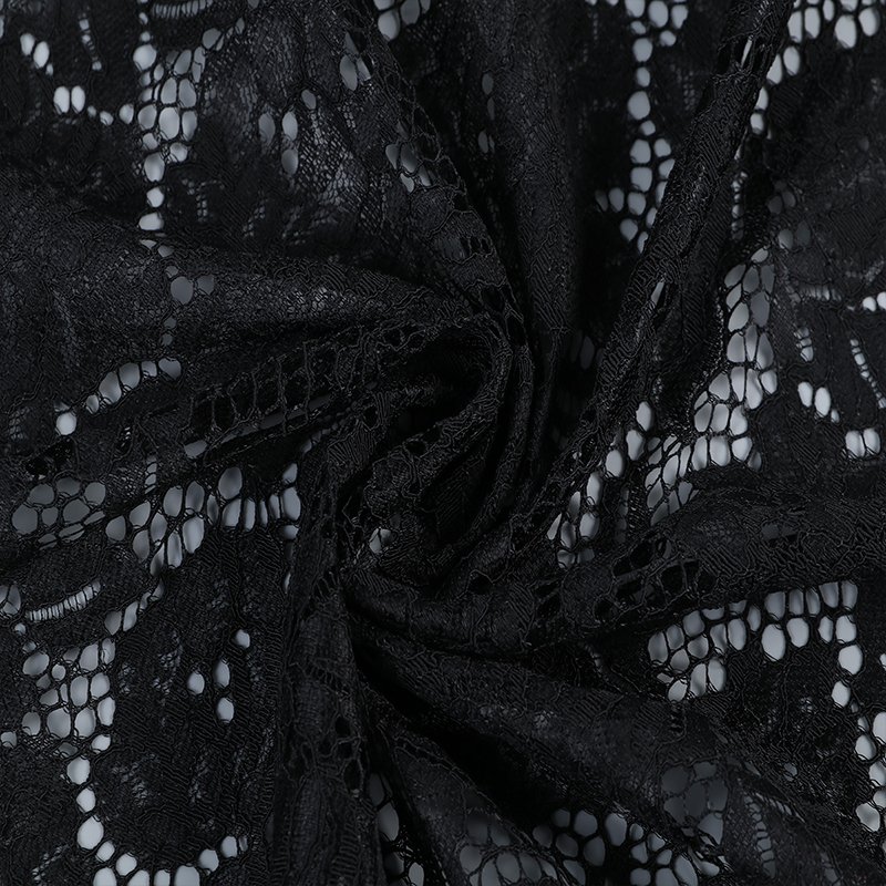 China Manufacturer Recycled Polyester Net Tulle Embroidery Black Wedding Lace Fabrics For Women Dress