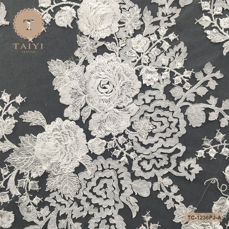 2024 Laser 3d Lace Embroidery Fabric for wedding dress