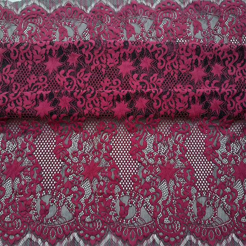 ZJ Colourful Elastic Embroidery Knitting Lace Fabric For Wedding Dress