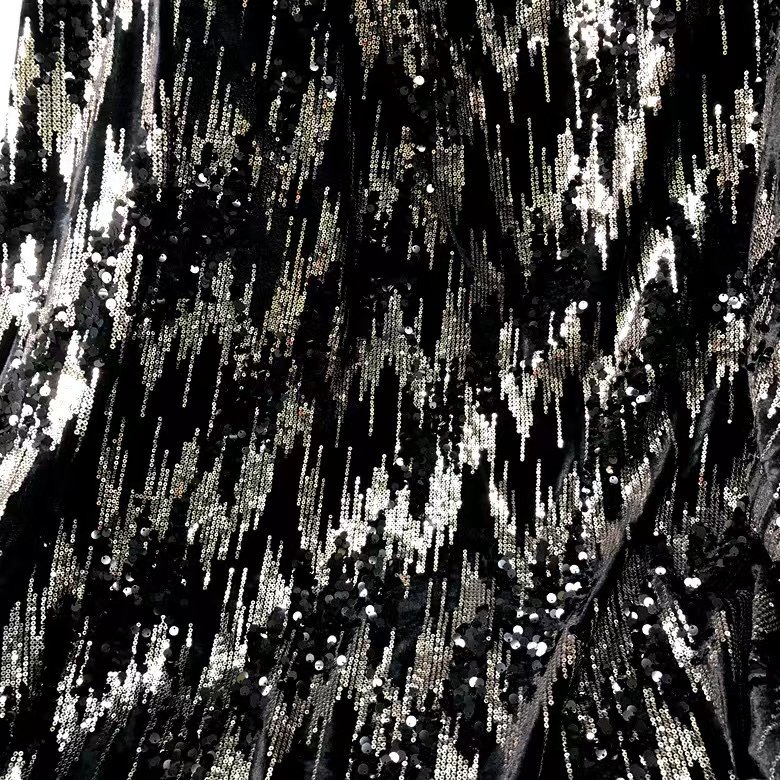 Popular wholesale wedding velvet fabric with sequins, sewing sequin embroidery fabric