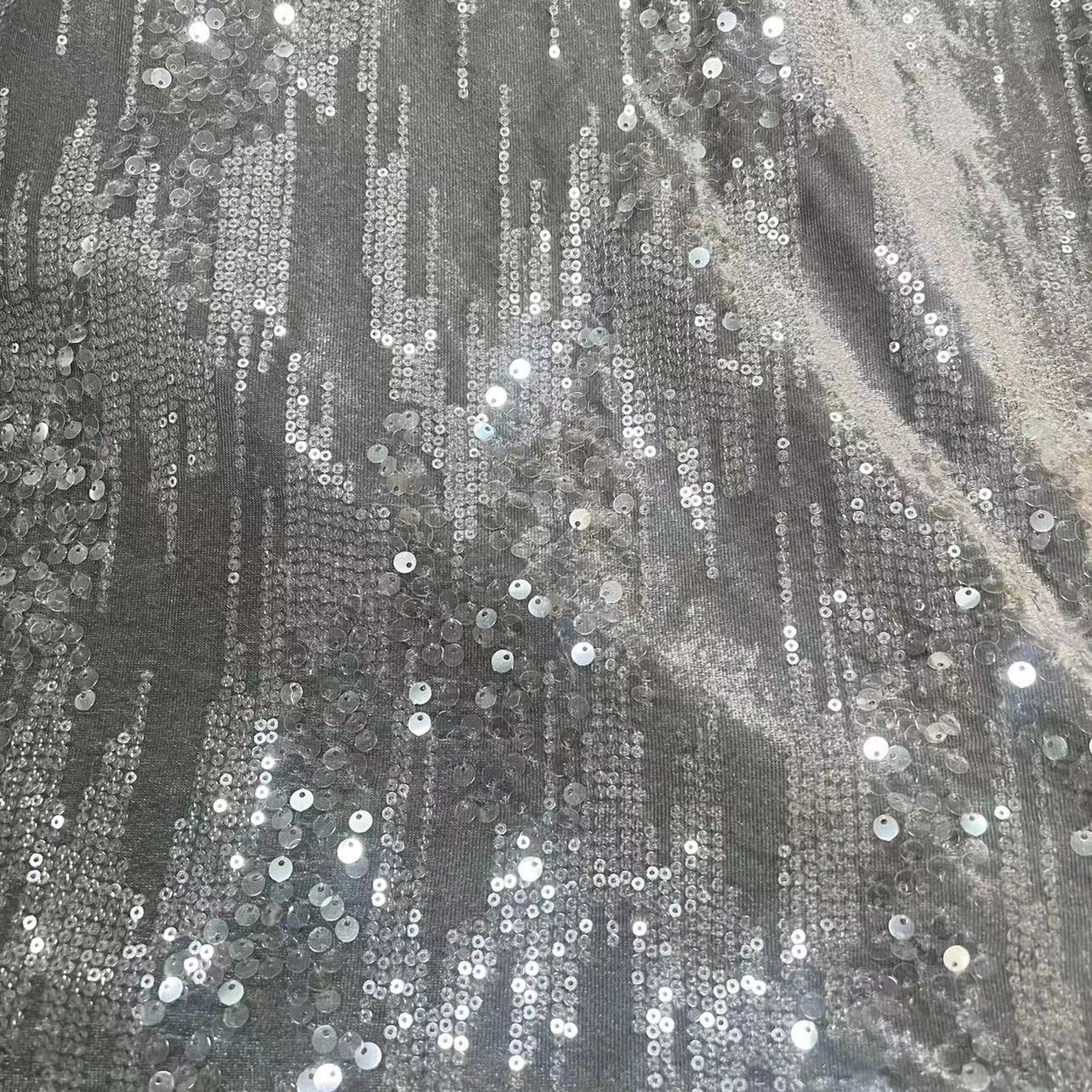 Popular wholesale wedding velvet fabric with sequins, sewing sequin embroidery fabric