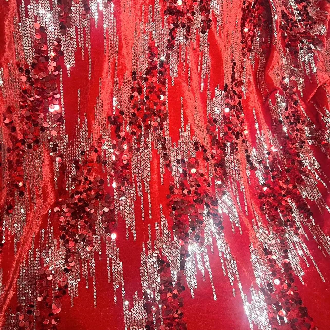 Popular wholesale wedding velvet fabric with sequins, sewing sequin embroidery fabric