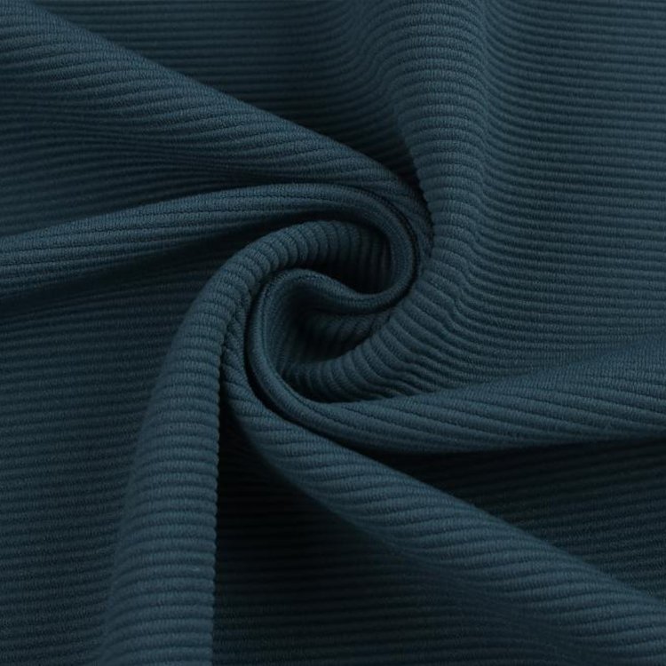 Hot Sale Custom Color Sports Yoga Wear 300Gsm High Elastic Stripe Ribbed Stretch Fabric 21% Spandex 79% Nylon Fabric