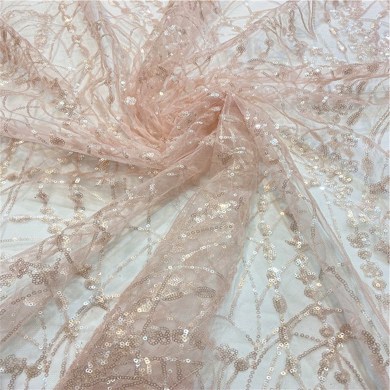manufacturer sequined lace fabric competitive price bridal embroidery fabric