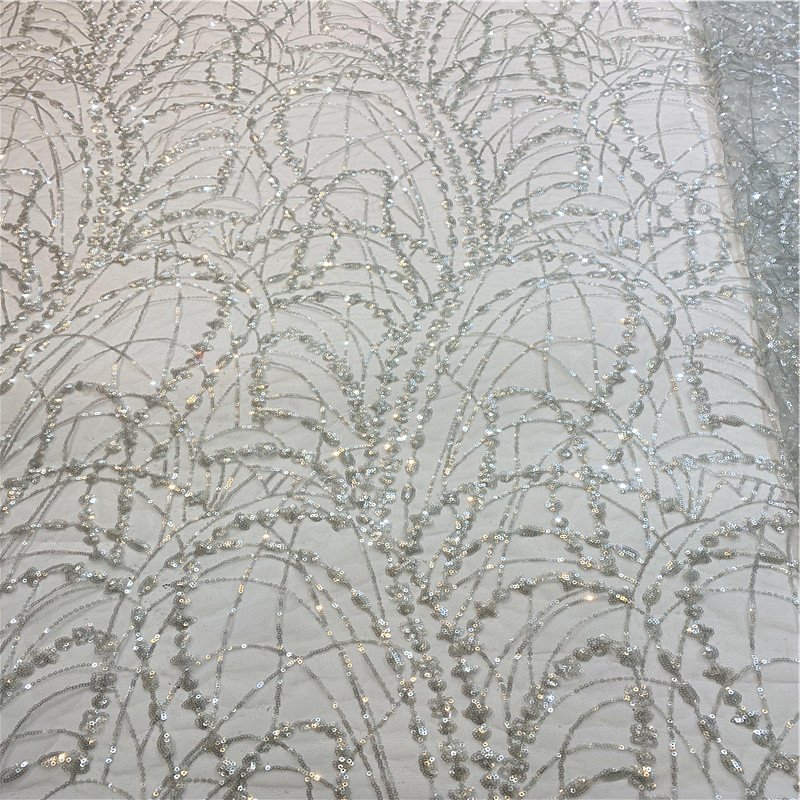 manufacturer sequined lace fabric competitive price bridal embroidery fabric