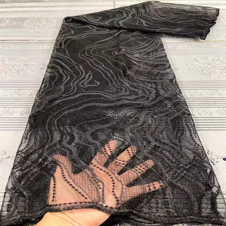Hot sale handmade 3d flowers fabric 5 yards french embroidery tulle net lace for dress bridal