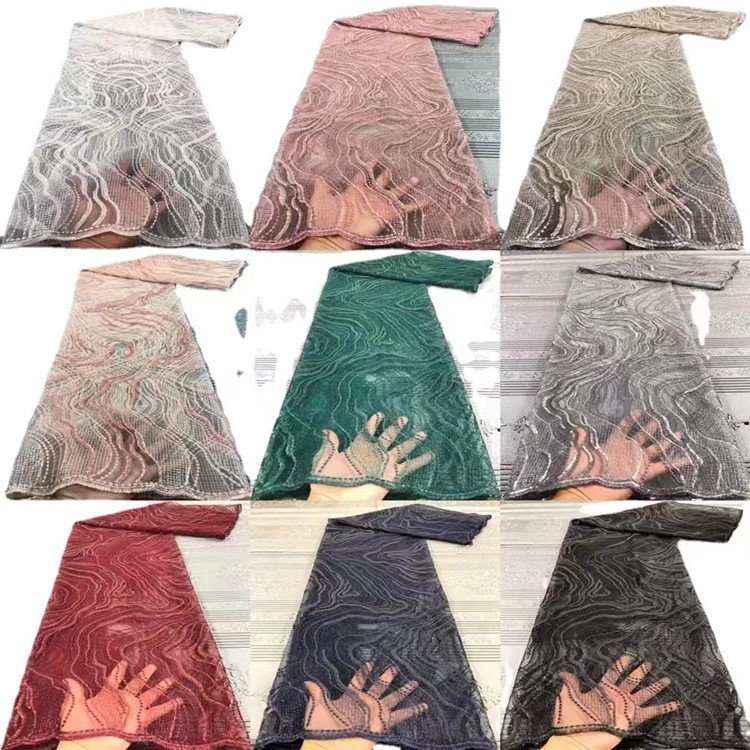 Hot sale handmade 3d flowers fabric 5 yards french embroidery tulle net lace for dress bridal