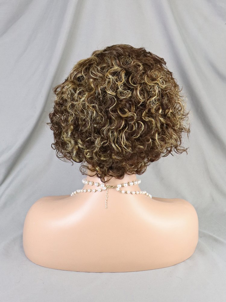 Pixie Cut Short Water Wave Curly 4/27 Honey Blonde Ombre Color Bob Wig Wholesale Virgin Human Hair 13x4 Lace Frontal Pixie Wig