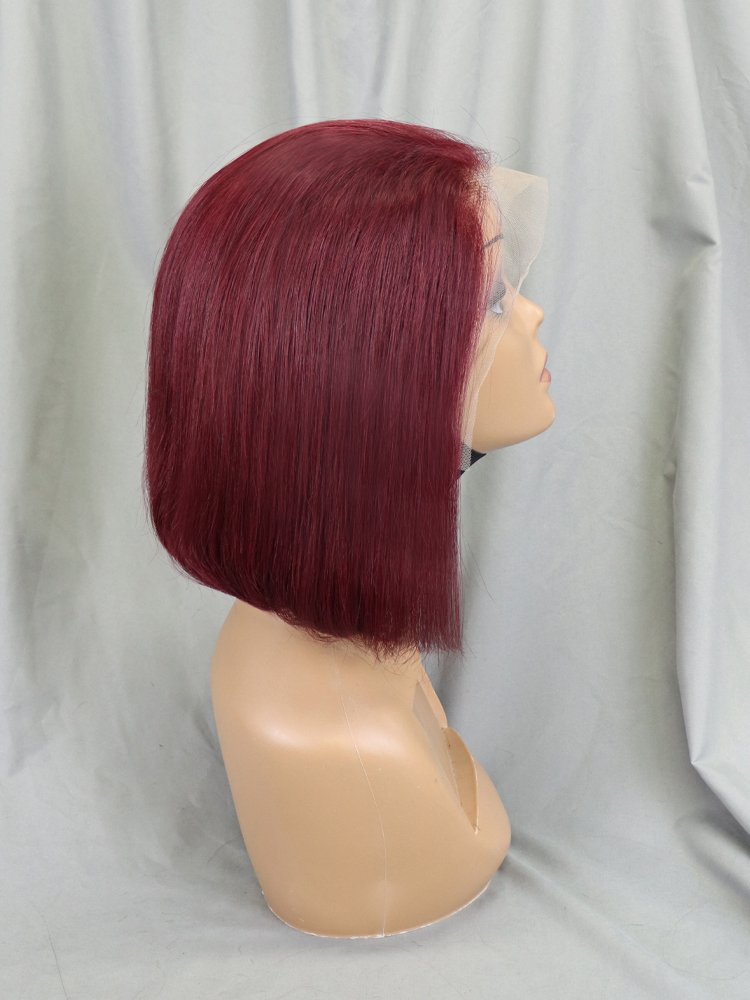 Factory Wholesale Short Straight Brazilian Human Hair Wig 100% Virgin Hair Natural Bob Lace Front Wig Transparent Cheap Bob Wig
