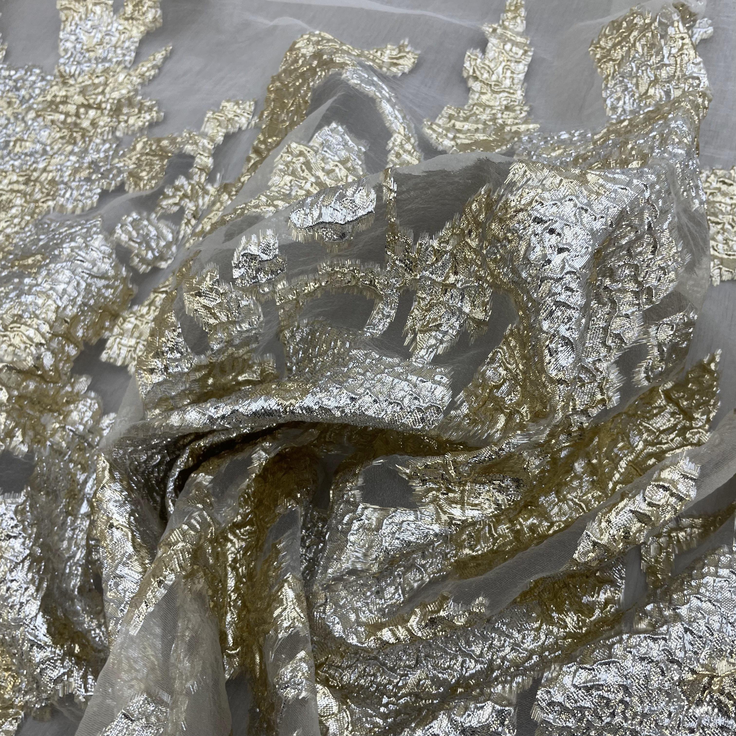 Organza jacquard fabric like embroidered lace fabric cut pattern Africa dress fabric