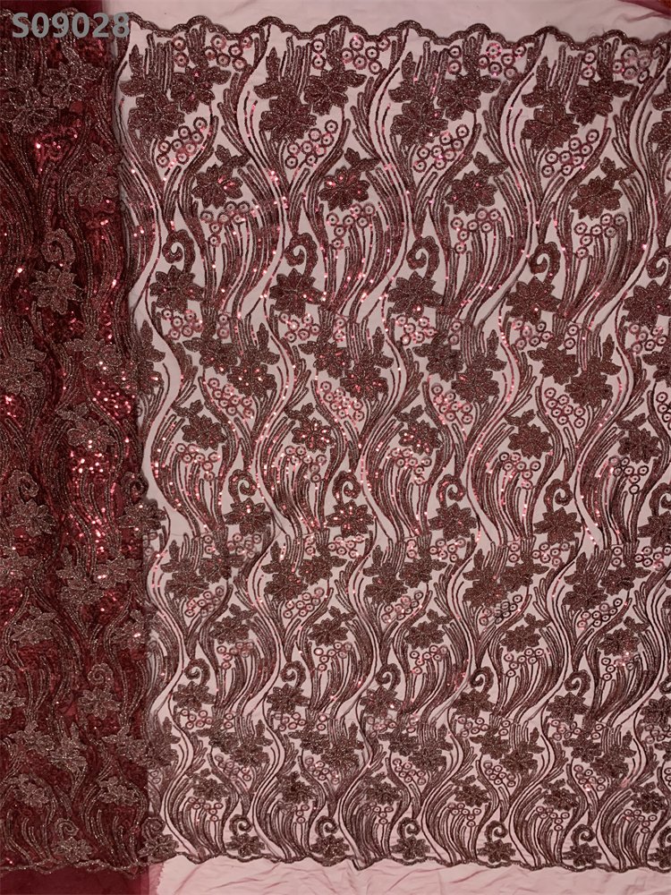 African Sequins Net Lace Fabric Sequined Embroidery Lace Tulle Fabric For Nigerian Wedding Party Dress