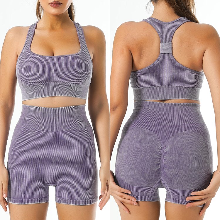 Fashion Sexy Seamless Yoga Set Gym Zipper Yoga Bra Sportswear 6 Pieces Ribbed Yoga Sets Gym Clothing Activewear Sets For Women