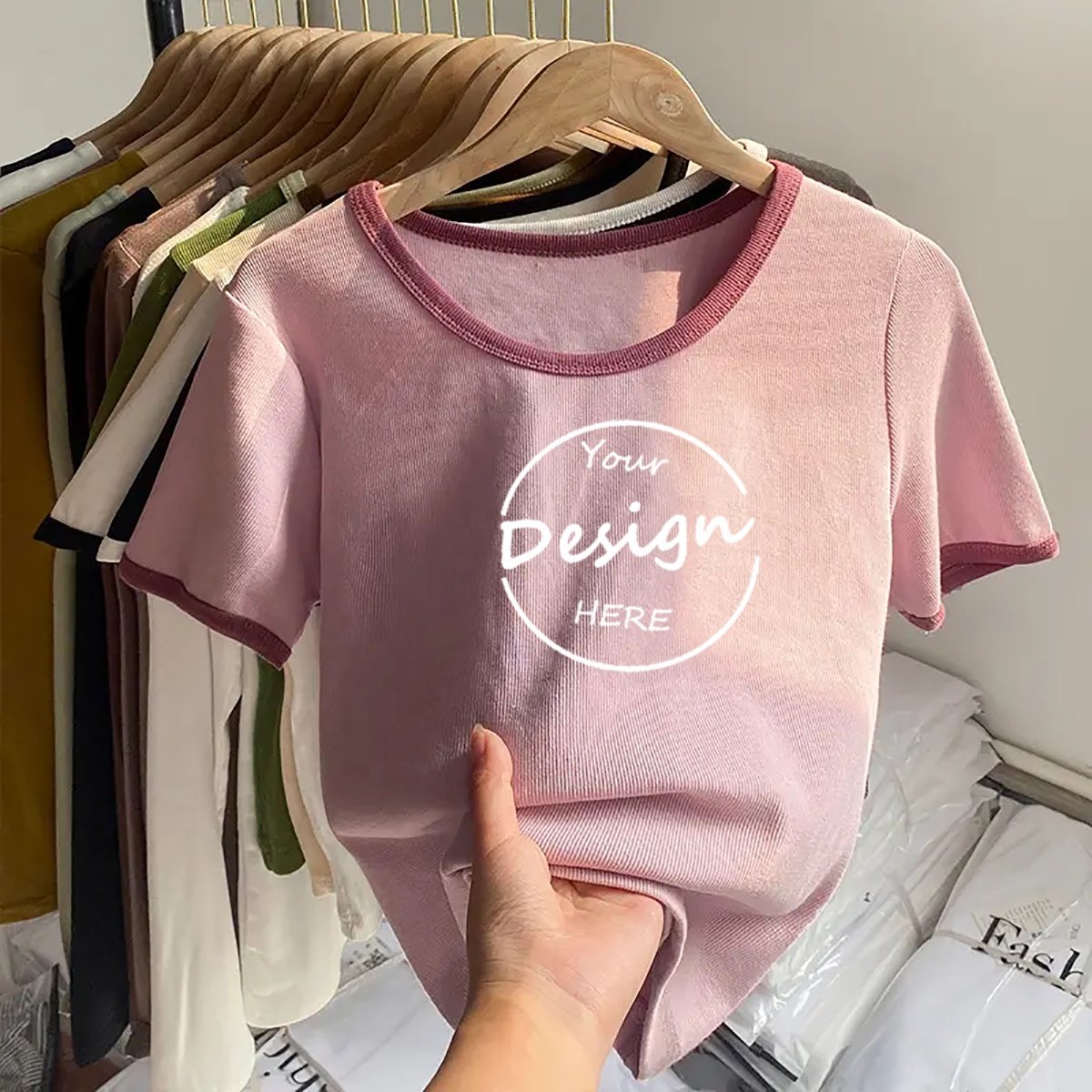 Custom 100 Cotton Crop Top Femme Slim Fit Boxy T-shirts Ribbed Wholesale Summer Tee Plain Y2K Crop Tops For Women