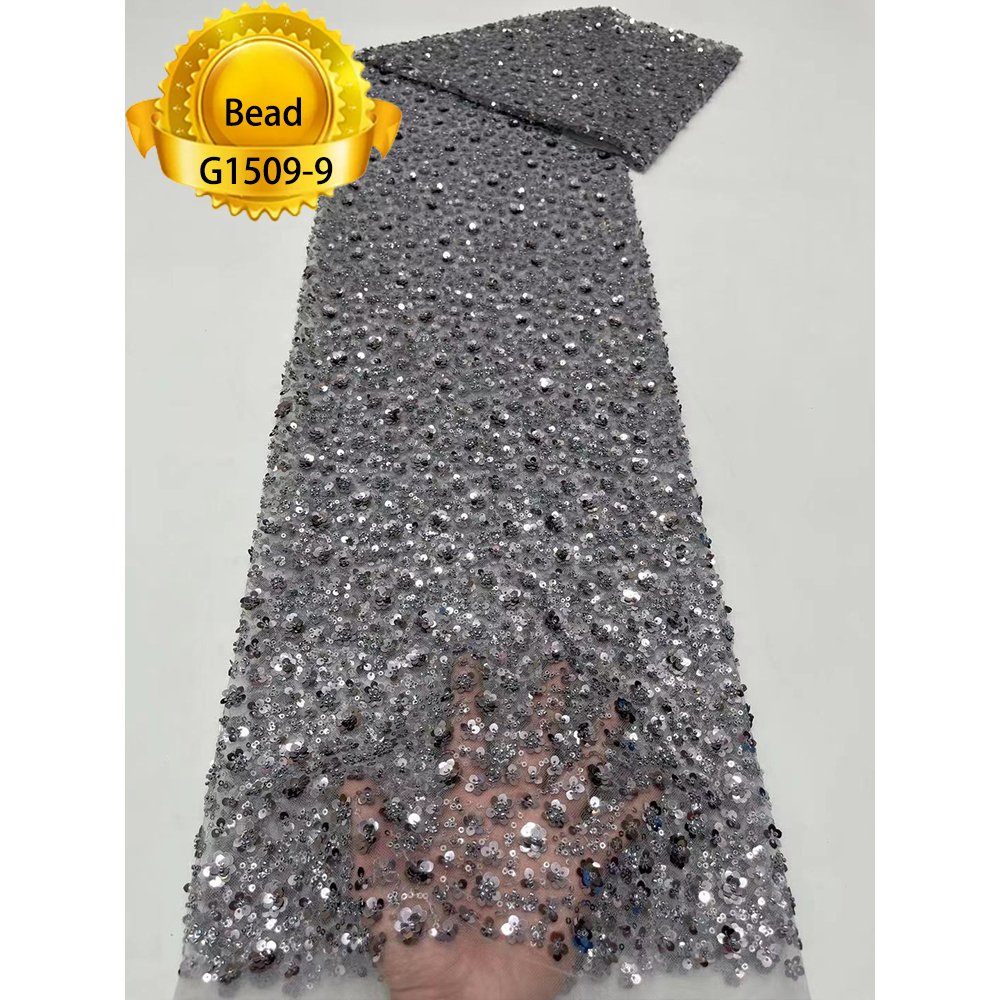 Felicia Various Colors Heavy Beaded Lace Fabric Material Shinning Sequins Net Lace Fabric Women Party Luxury Dressned For Party