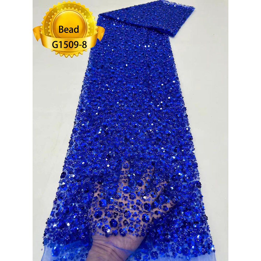 Felicia Various Colors Heavy Beaded Lace Fabric Material Shinning Sequins Net Lace Fabric Women Party Luxury Dressned For Party