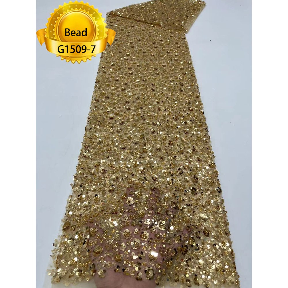 Felicia Various Colors Heavy Beaded Lace Fabric Material Shinning Sequins Net Lace Fabric Women Party Luxury Dressned For Party