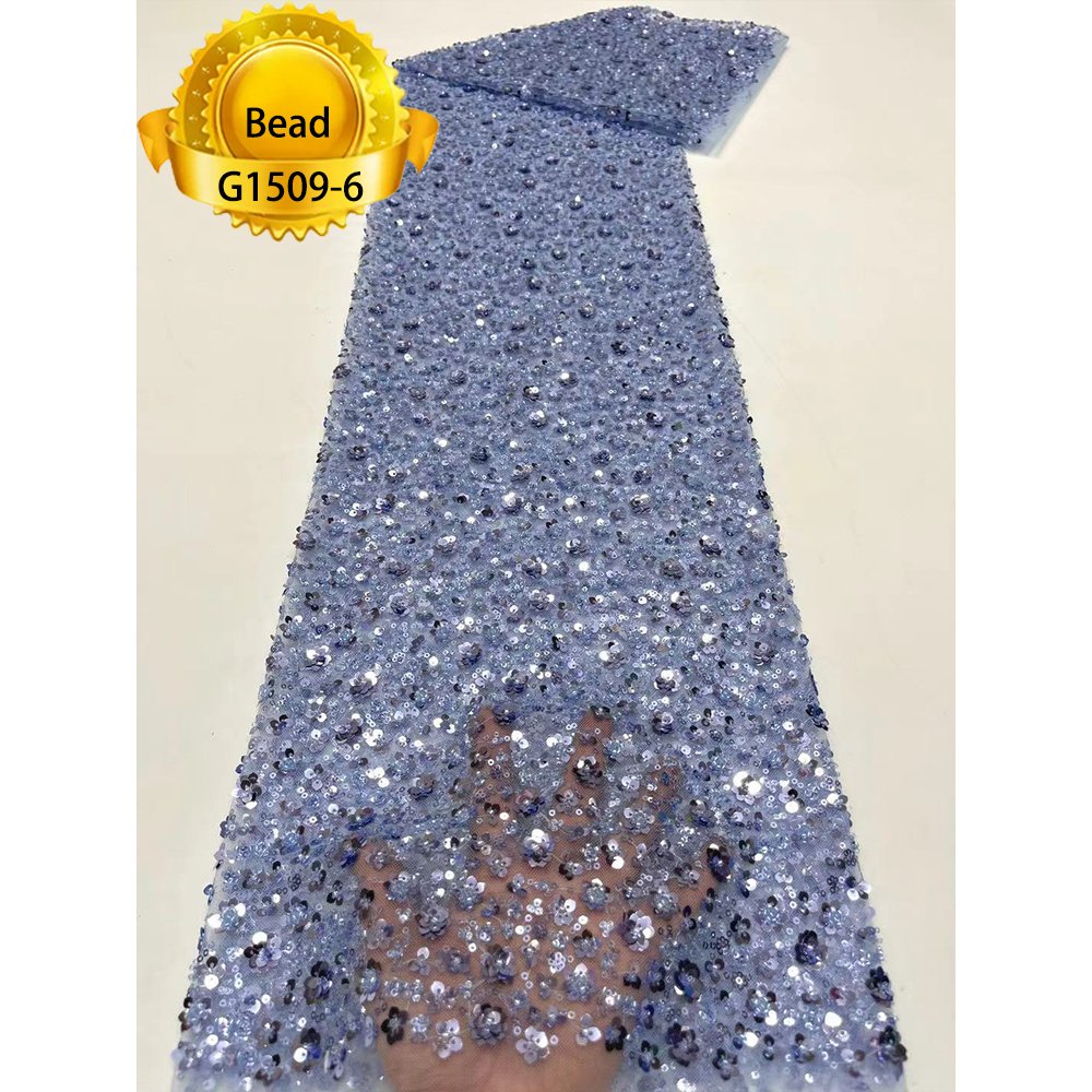 Felicia Various Colors Heavy Beaded Lace Fabric Material Shinning Sequins Net Lace Fabric Women Party Luxury Dressned For Party
