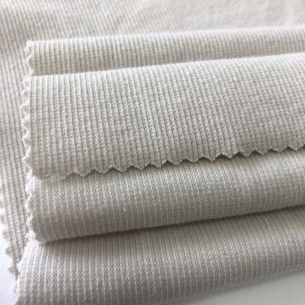 Shaoxing Supplier 93% Cotton 7% Spandex Plain Dyed 2x2 Knit Cotton Rib Fabric,Cotton Spandex Rib Knitted Fabric