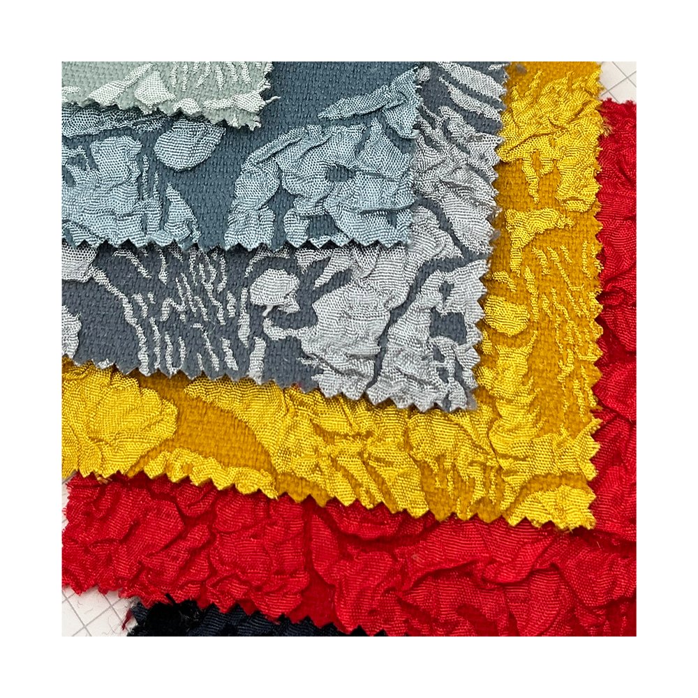 Wholesale of embossed jacquard lily fabric polyester spandex elastic fabric for dress,clothing