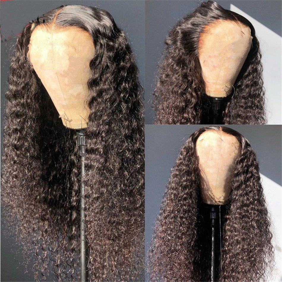 Cheap Kinky Curly Brazilian Human Hair Wigs 360 Full Lace Font Human Hair Wigs For Black Women Glueless HD Full Lace Frontal Wig