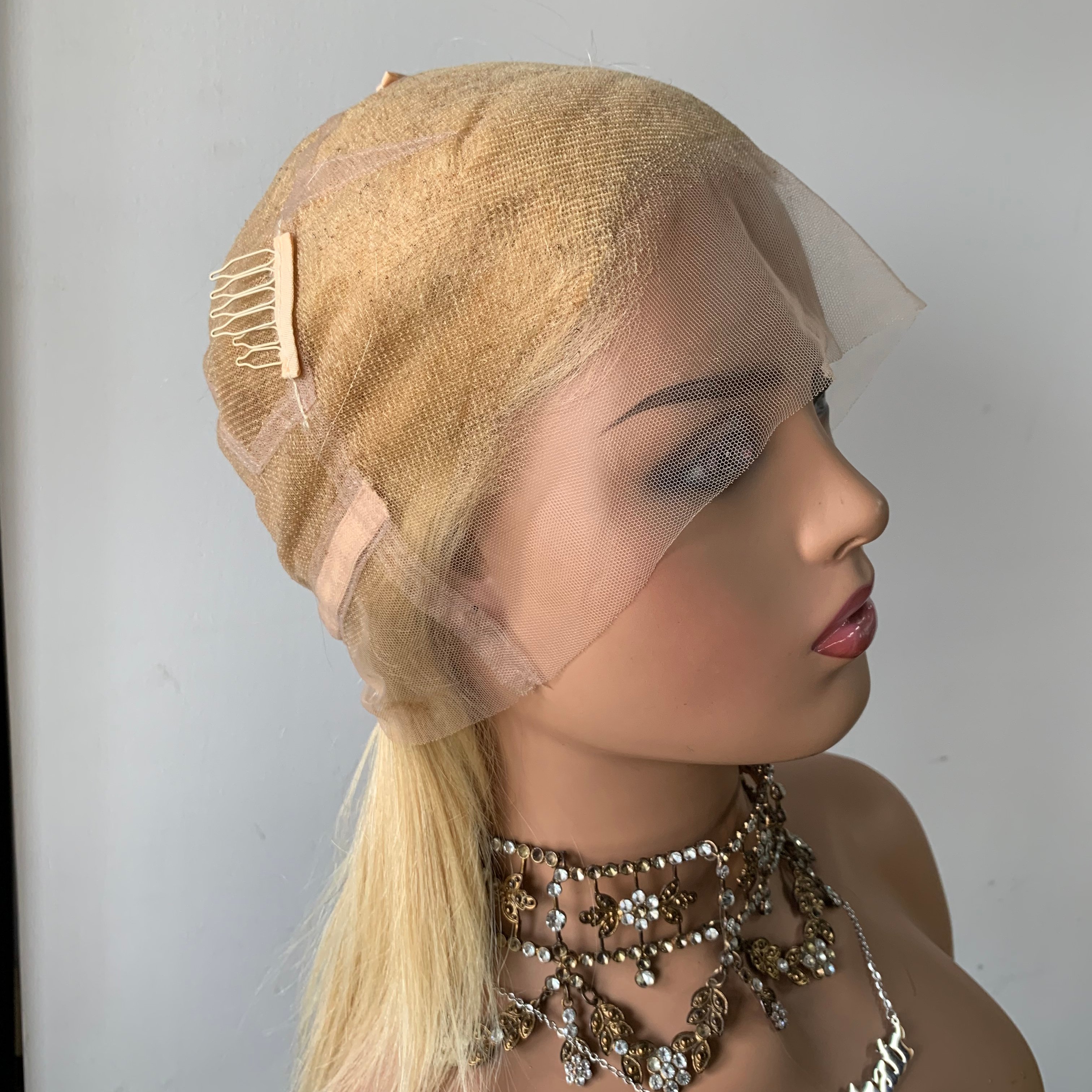 DX221 Premium raw virgin human hair 613 full hd lace wigs baby hair white platinum blonde bone straight glueless braiding wigs