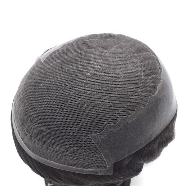 N6 French Lace with PU Sides Stock human hair toupee Mens Toupee