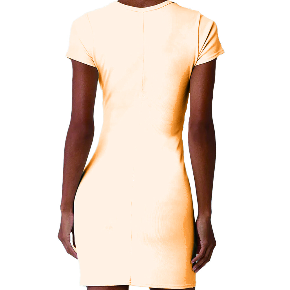 Women Ribbed Short Sleeve Mini Dress in Soft Stretchy Fabric for Perfect Fit