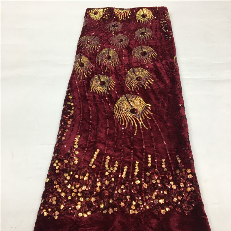 hot sell Afrian flannel flower peacock embellished shiny bling bling spangle lace bead hand sequin embroidery fabric