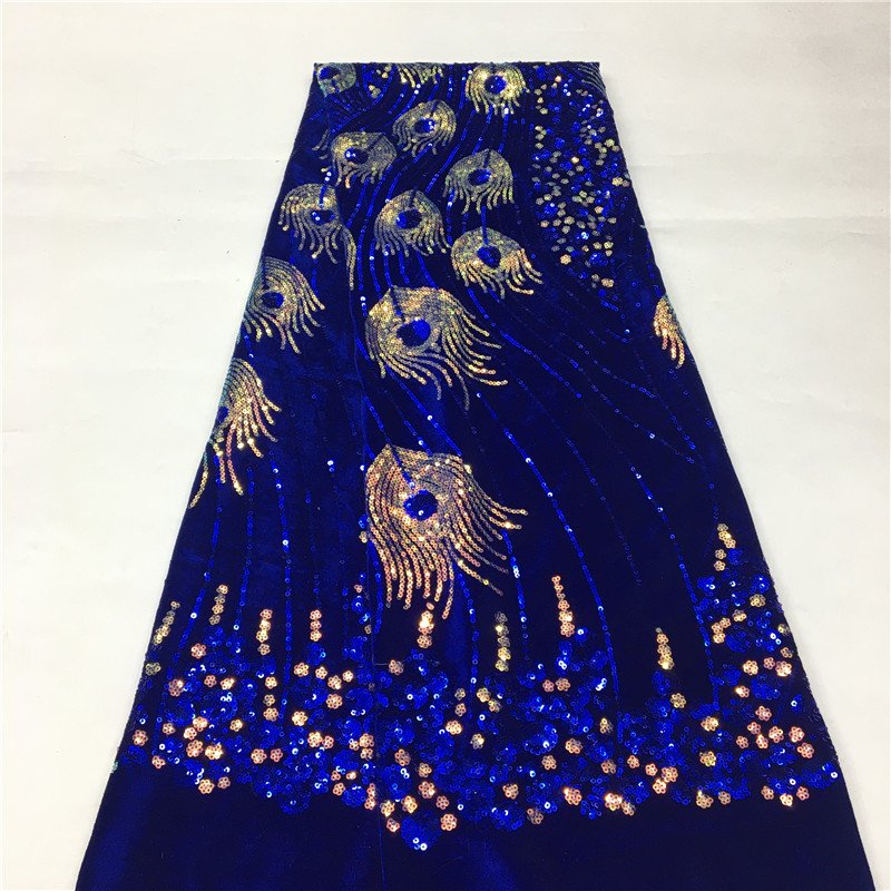 hot sell Afrian flannel flower peacock embellished shiny bling bling spangle lace bead hand sequin embroidery fabric