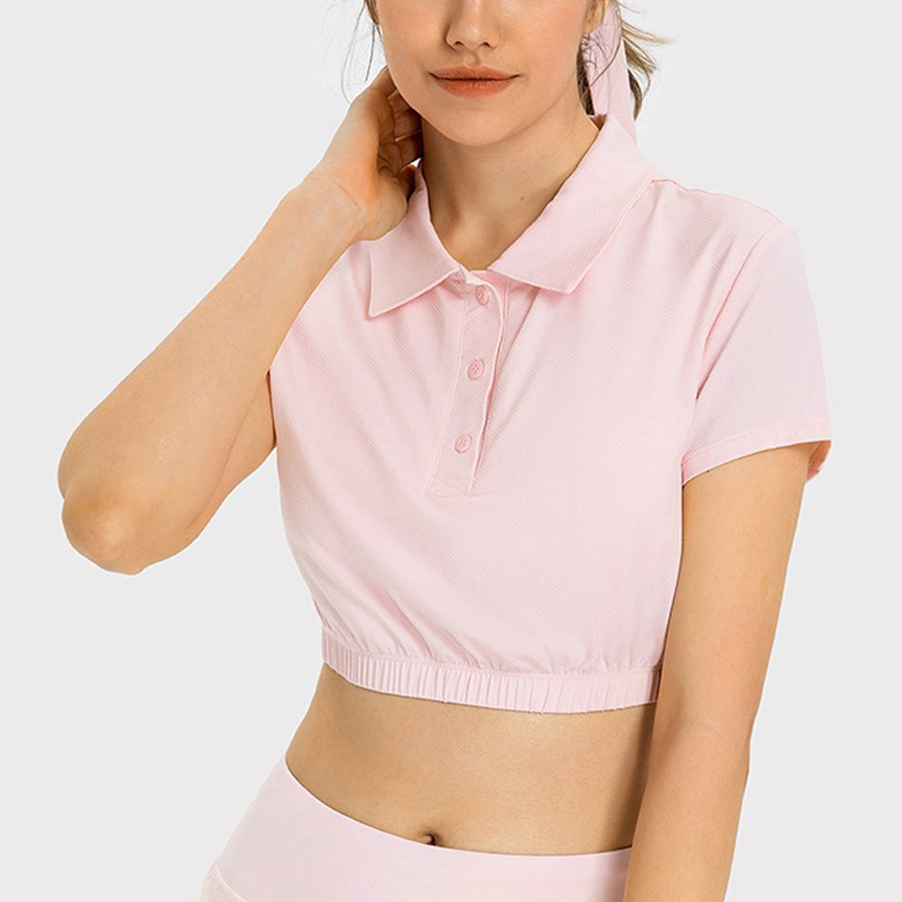Crew Neck Ribbed Super Stretchy Sports T-shirt Loose Fit Yoga Crop Tops Gym Fitness Active Wear Yoga Top