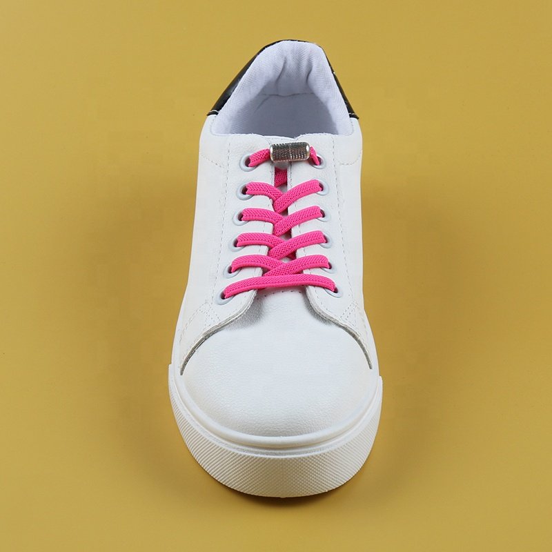 Custom no tie Shoelace Manufactures Multi-color Polyester Elastic Shoe Lace with Metal Aglet