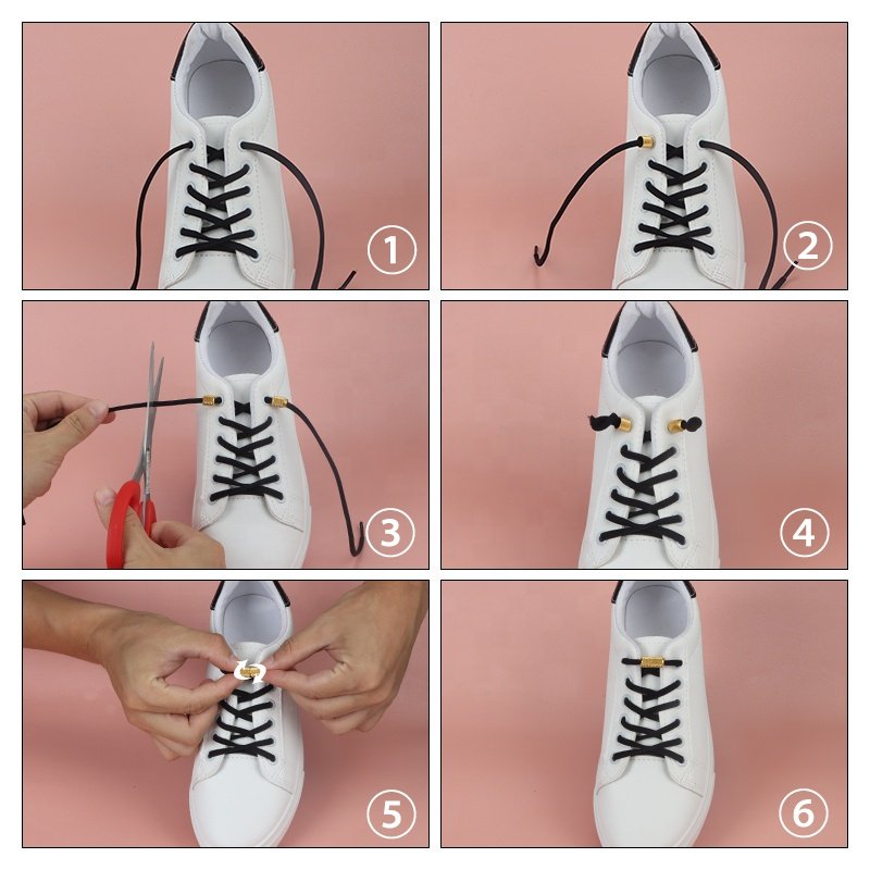 Custom no tie Shoelace Manufactures Multi-color Polyester Elastic Shoe Lace with Metal Aglet