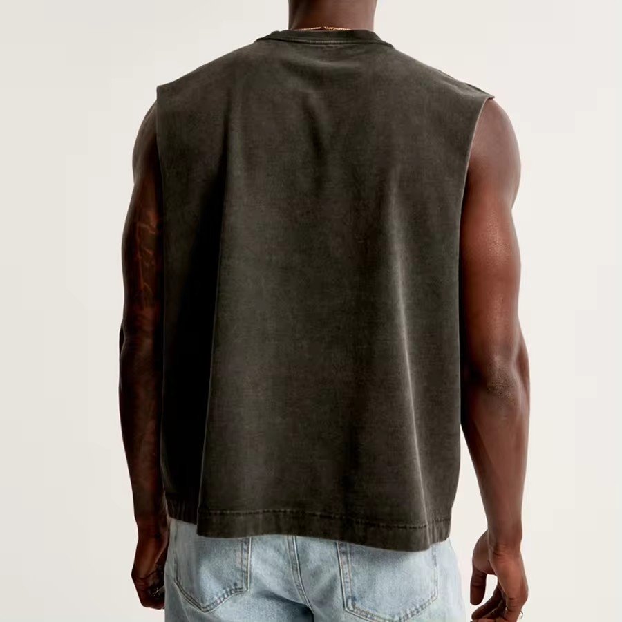 Men Workout Clothes Fitness Premium Heavyweight Cropped Ribbed Neck Athletic Wear Tank Top Men High Street