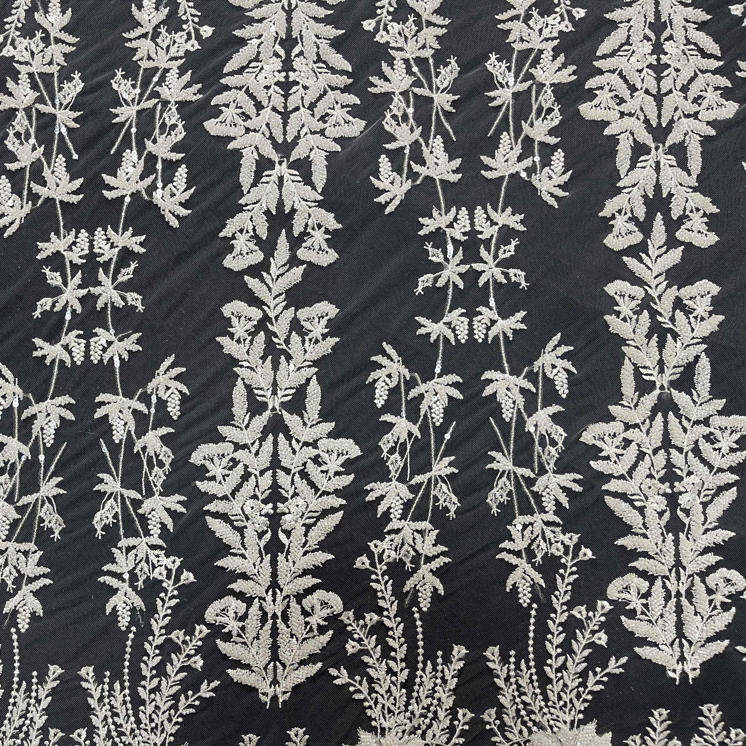 Sequin wedding beaded laces fabrics in white