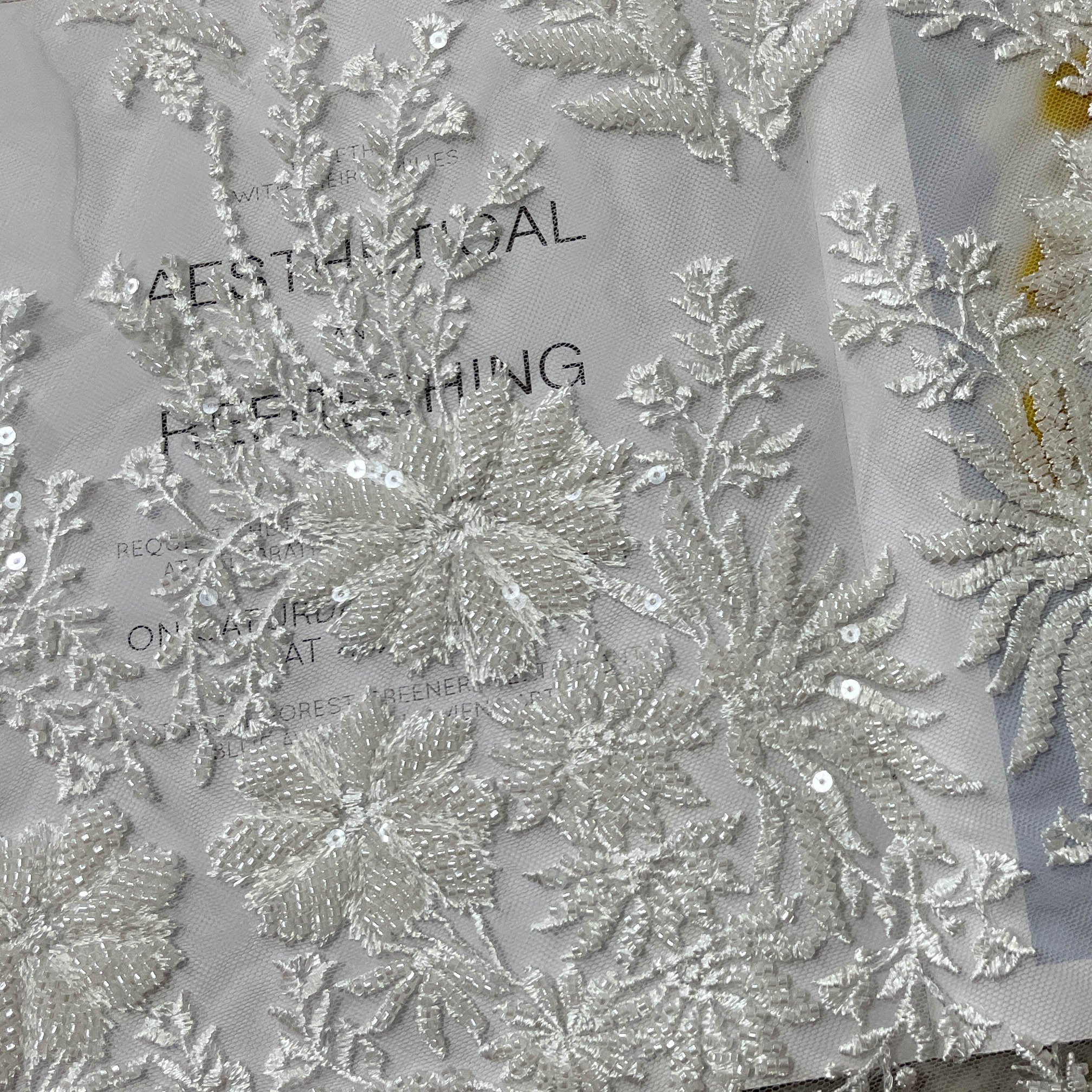 Sequin wedding beaded laces fabrics in white