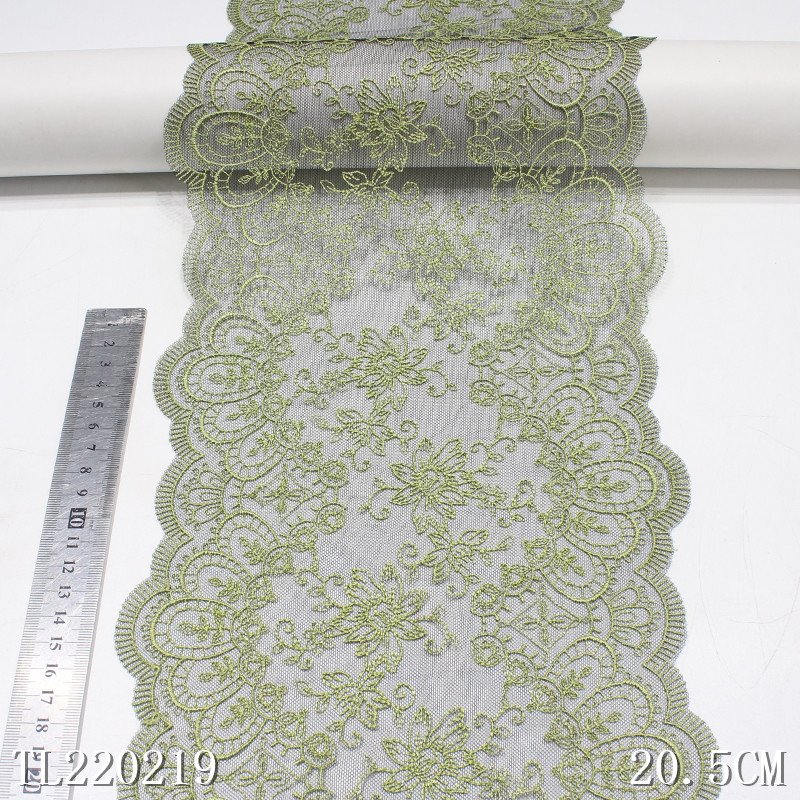 Vivid 20cm Chantilly Embroidery Black Flowers Lace Trim Polyester Fabric Nude Mesh Laces for Dresses