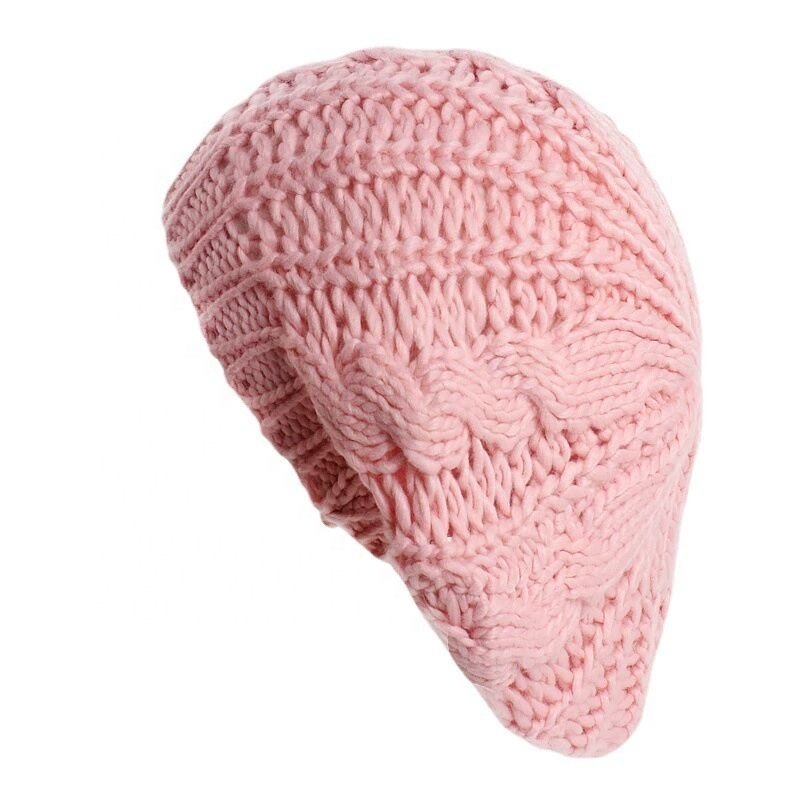 Soft Lightweight Crochet Hats Ribbed French Berets Beanie Slouchy Knit Beret Hat for Women