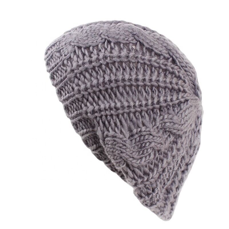 Soft Lightweight Crochet Hats Ribbed French Berets Beanie Slouchy Knit Beret Hat for Women