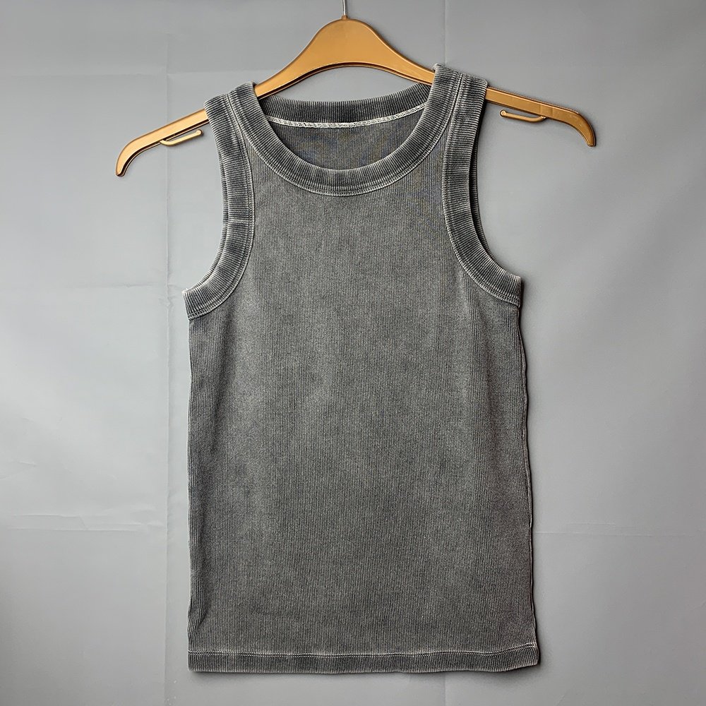 Factory 100% Cotton Customized Tank Top Streetwear Muscle Fit Ribbed Tank Top Men Gym Training Sleeveless T-Shirt