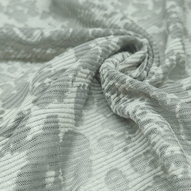 New Fashion Soft Knitted Rib Fabric 80 Polyester 20 Rayon Material Burnout Fabric For Cloth