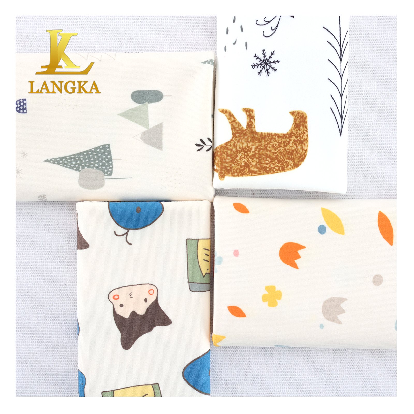 Langka custom digital printed high stretch 280gsm 90% polyester 10% spandex brushed dbp fabric
