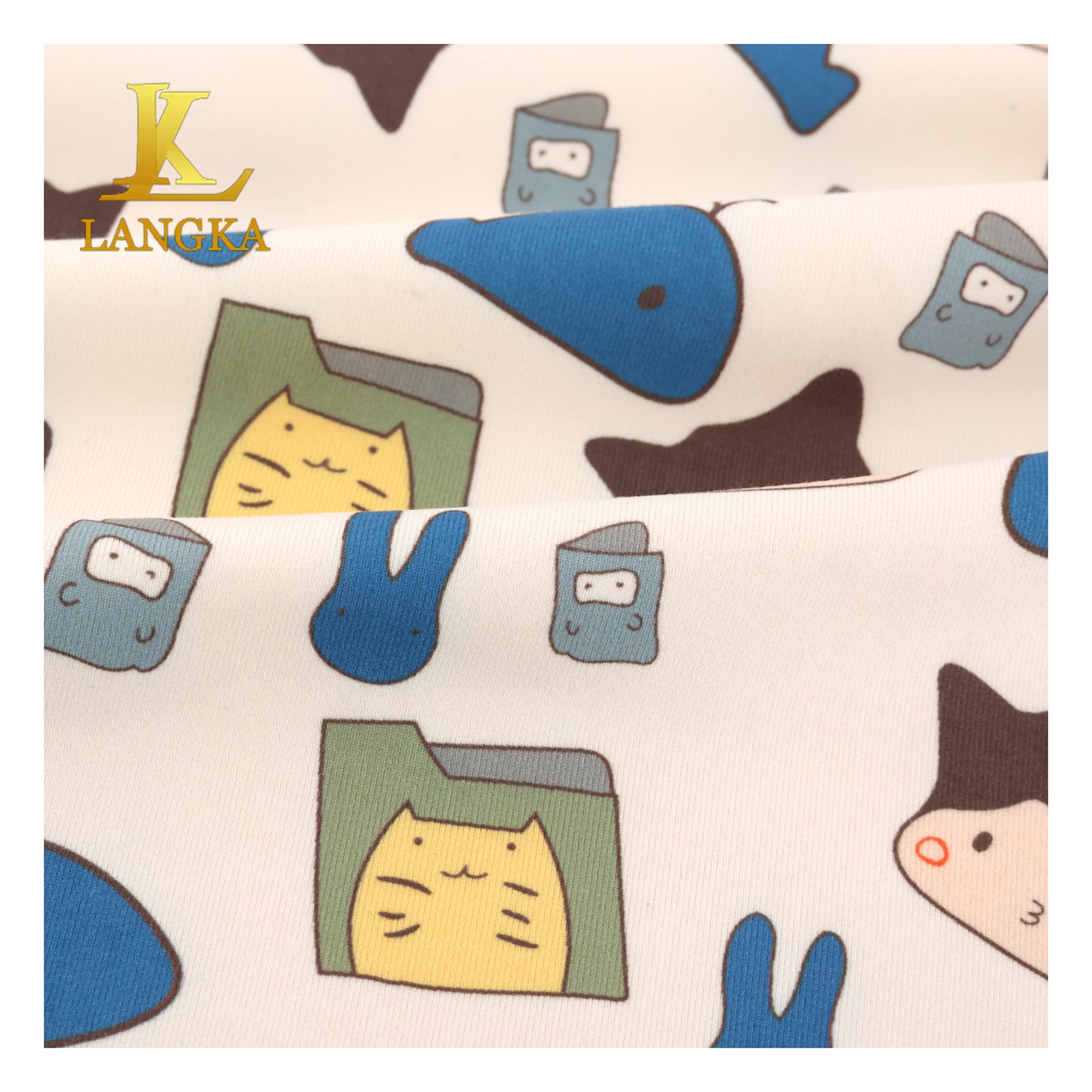 Langka custom digital printed high stretch 280gsm 90% polyester 10% spandex brushed dbp fabric