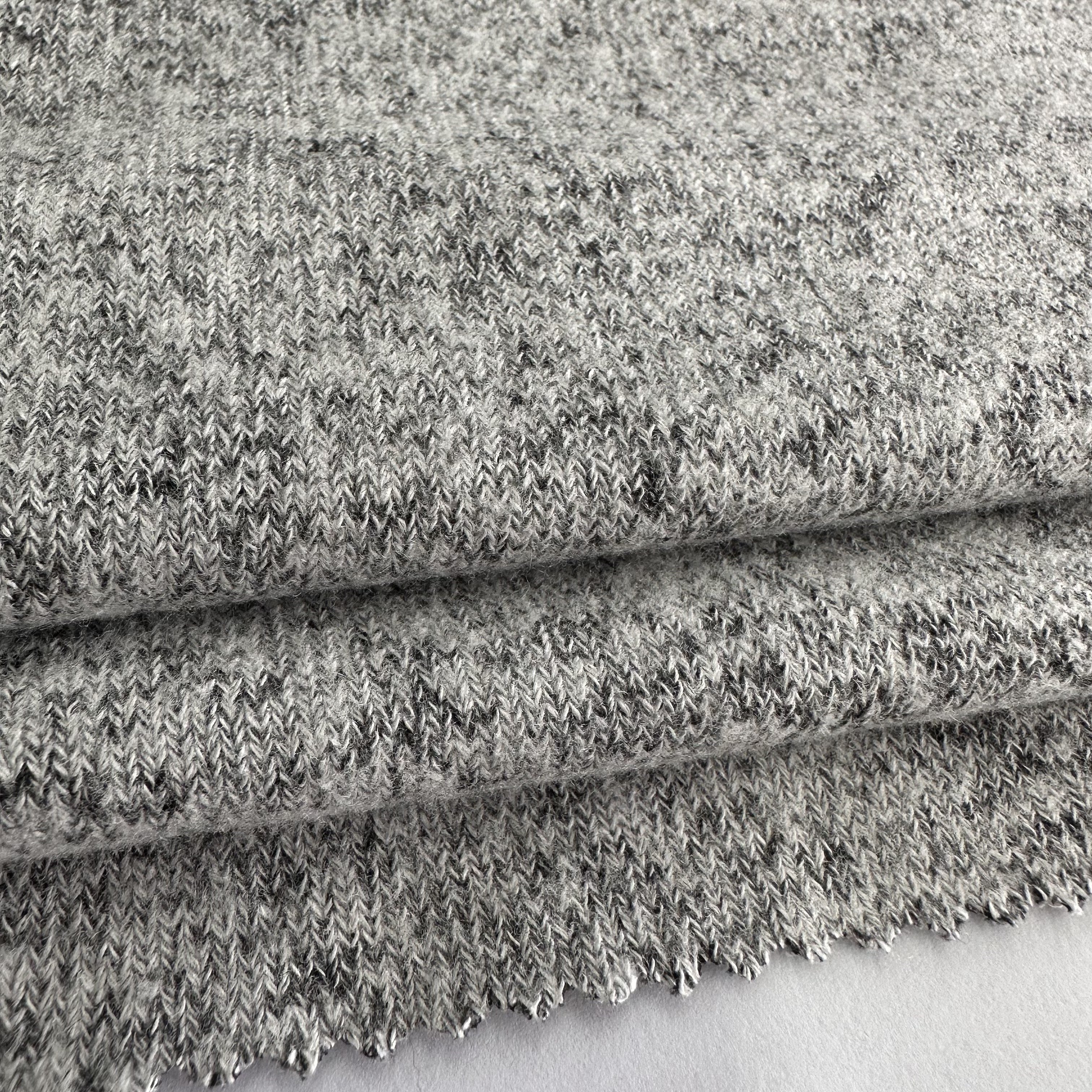 China Manufacturers thermal knit fabric grey melange spandex rayon viscose/polyester hacci fabric for women sports wear