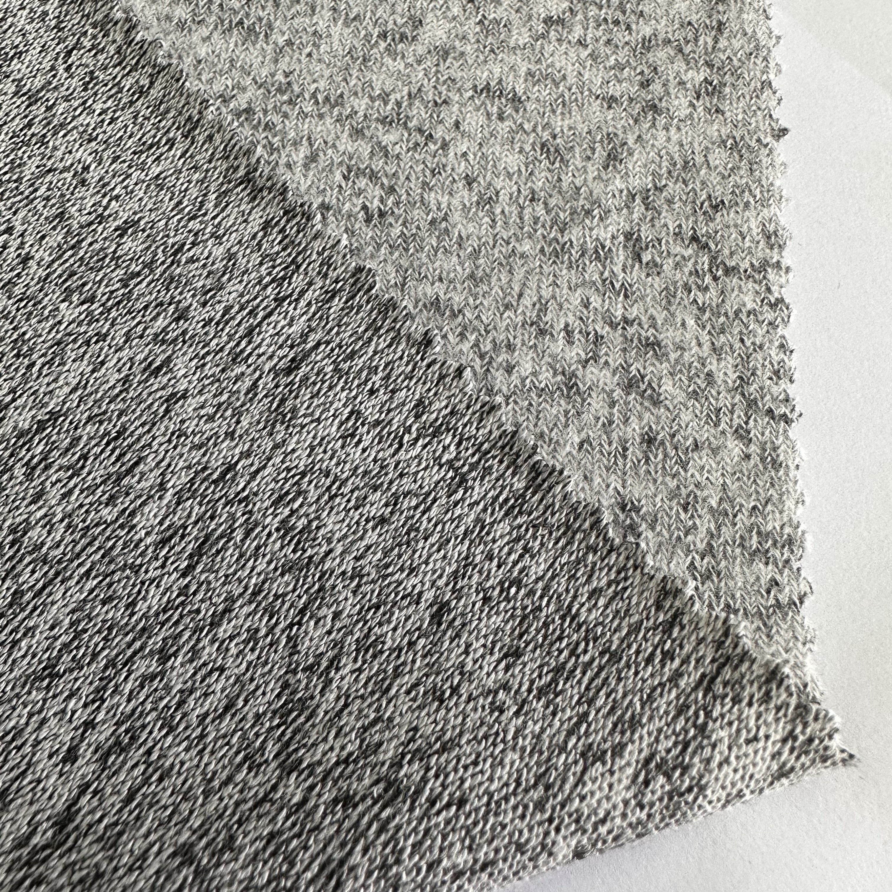 China Manufacturers thermal knit fabric grey melange spandex rayon viscose/polyester hacci fabric for women sports wear