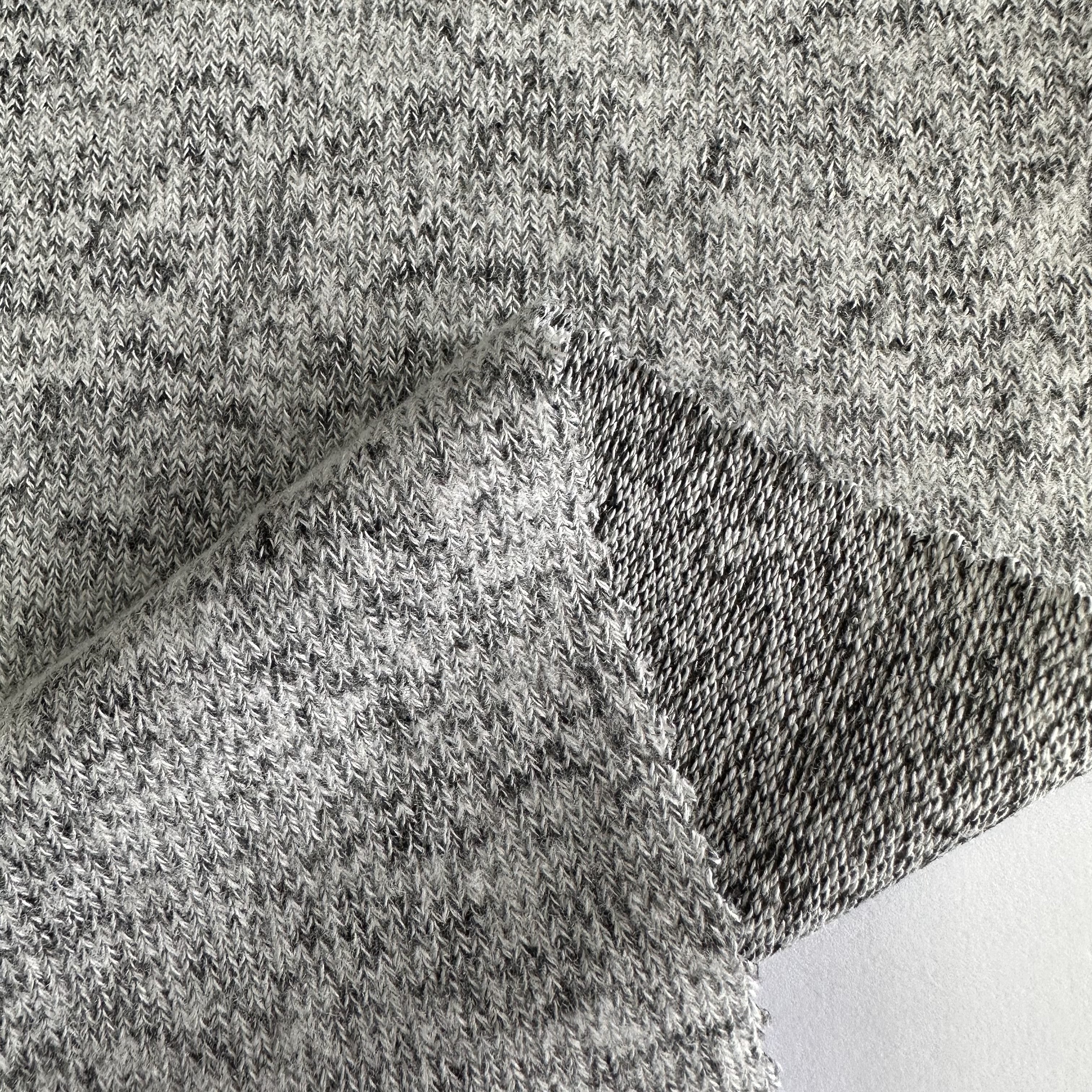 China Manufacturers thermal knit fabric grey melange spandex rayon viscose/polyester hacci fabric for women sports wear