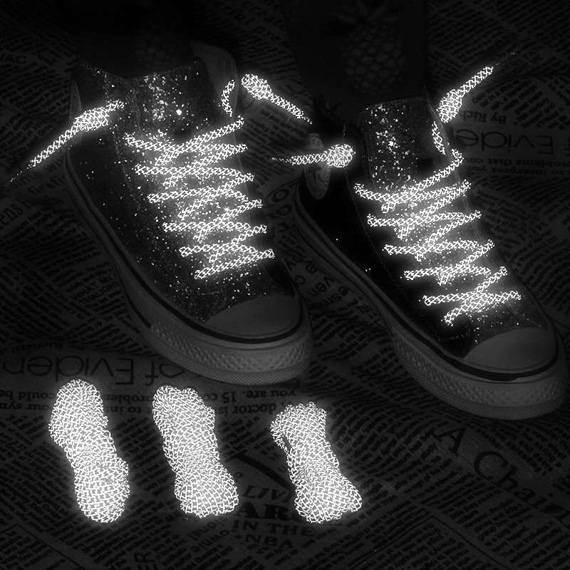 Reflective Runner Shoe Laces Visible Safety Shoelaces custom Shoestrings for ultra Basketball Shoes Round Rope