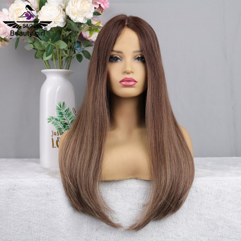 Luxury Chocolate Light Brown Single Knot Straight Human Hair For White Women 13X6 Transparent Hd Lace Frontal Wig