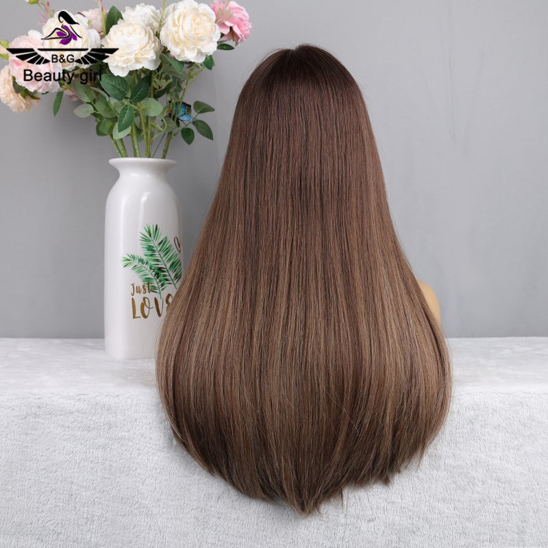Luxury Chocolate Light Brown Single Knot Straight Human Hair For White Women 13X6 Transparent Hd Lace Frontal Wig