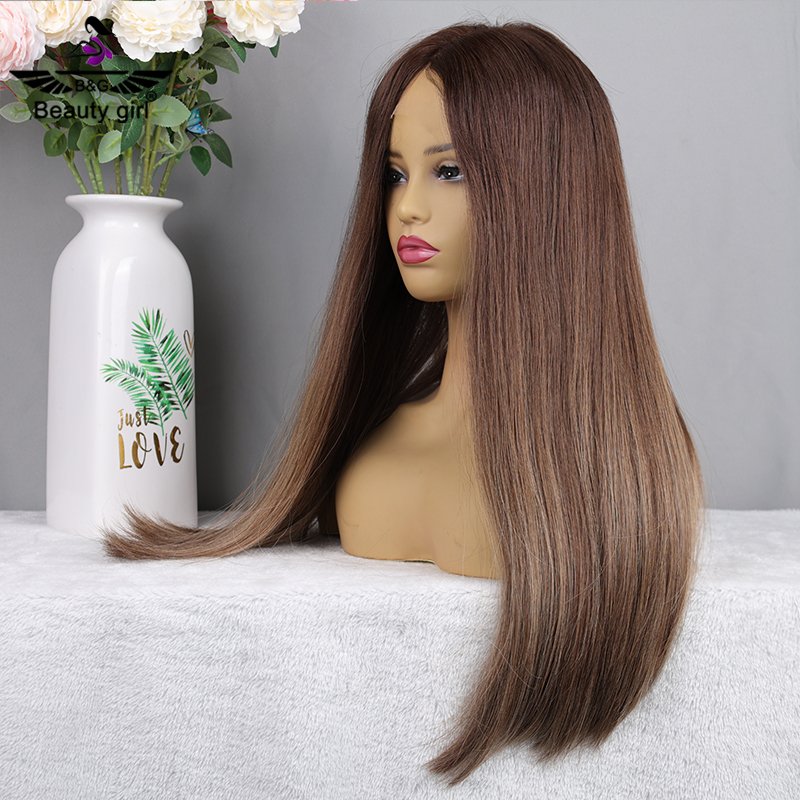 Luxury Chocolate Light Brown Single Knot Straight Human Hair For White Women 13X6 Transparent Hd Lace Frontal Wig